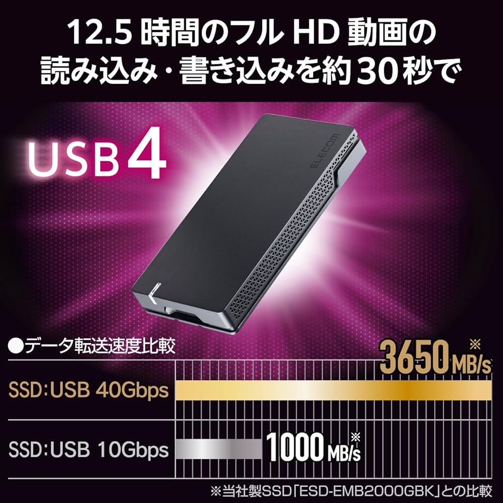 Amazon | エレコム 外付けSSD ポータブル 2TB USB 40Gbps (USB4